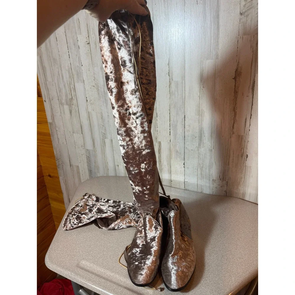 Bamboo Over the‎ knee velvet boots Tamaris pink size 7 1/2
